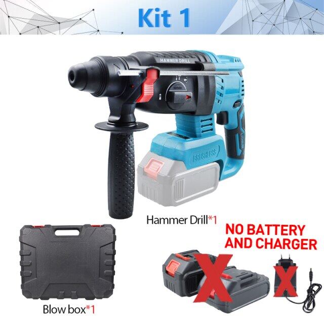 Brushless Cordless Rotary Hammer Drill Fast Charger 2.2 Joules Electric