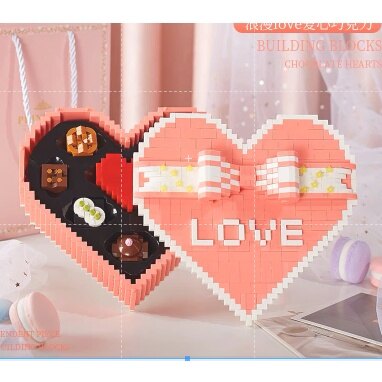 Xếp hình Hộp Quà Tình Yêu Valentine Chocolate đồ chơi lắp ráp ghép hình hình trái tim