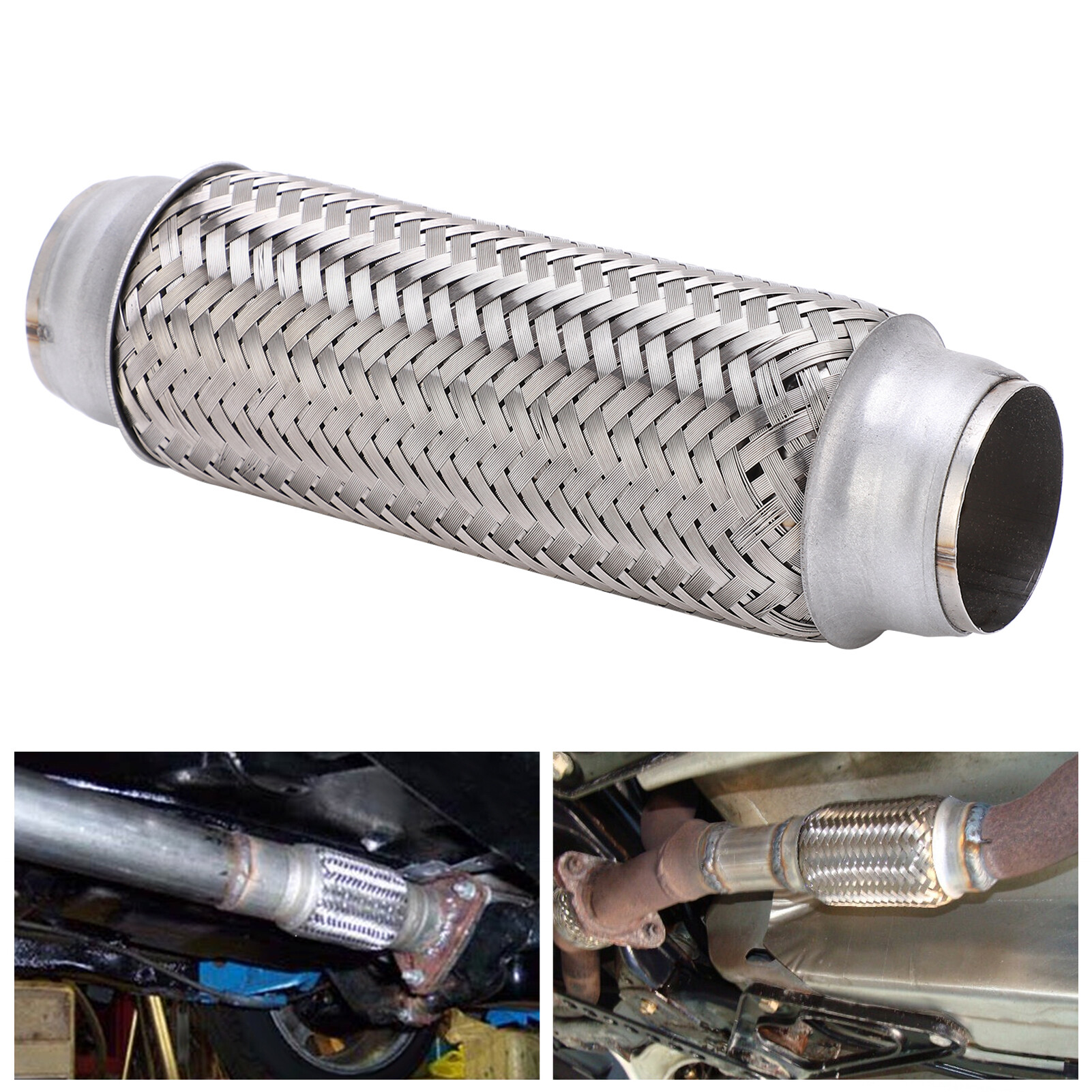 Exhaust Flex Tube 1.75x8.3in/45x208mm Universal Exhaust Flexi Pipe Welding Installation for Buses for Trucks for Off-Road for Car