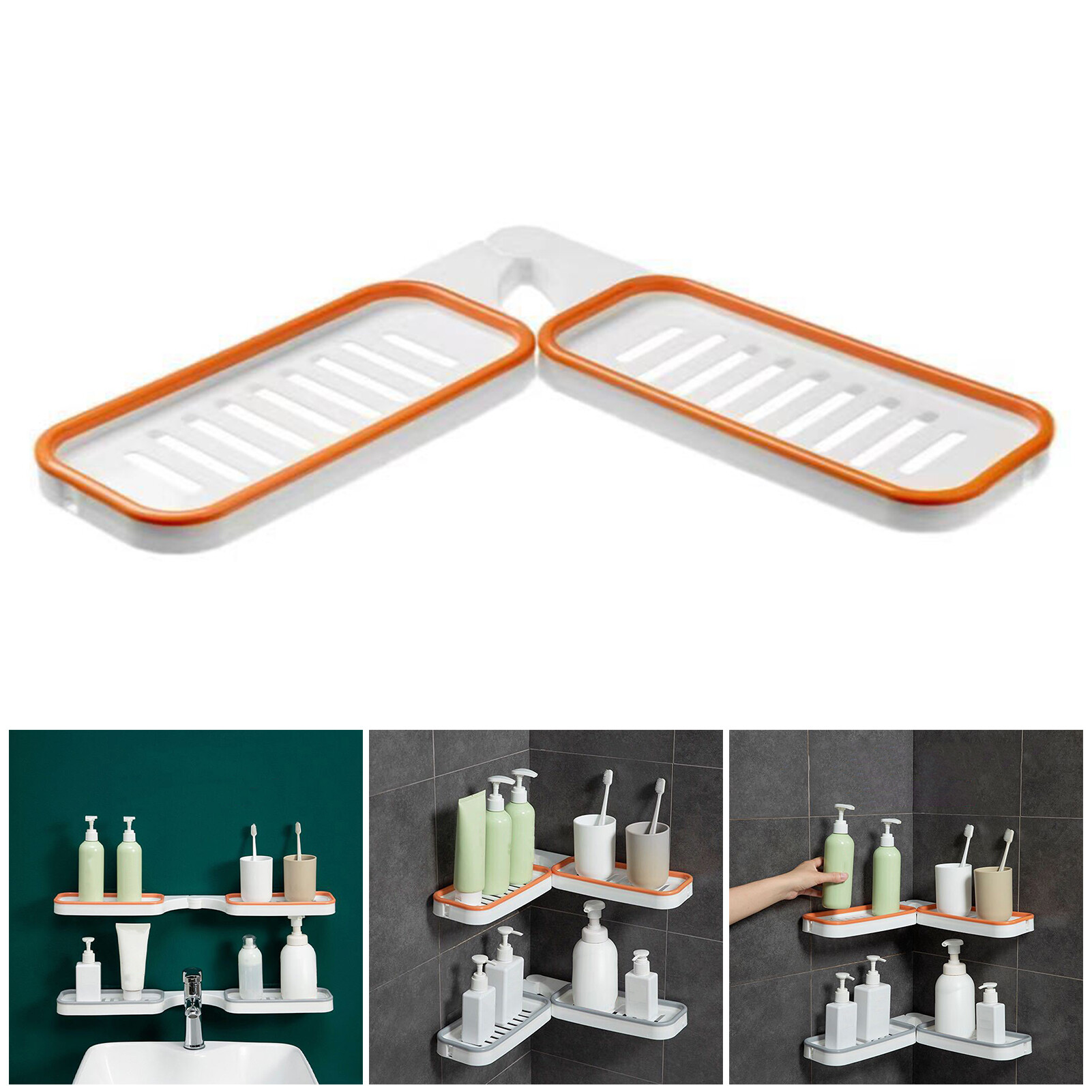 Rotating Storage Shelf Wall Mount Corner Shelf Space-saving Rotatable Corner Shelf for Bathroom Storage No Drilling Needed Organize Shower Essentials with This Hollow Drain Rack Ideal