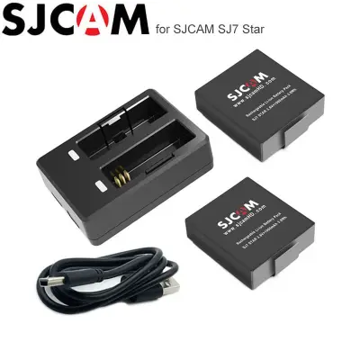SJCAM SJ7 Star 2pcs SJCAM Batteries 1000mAh Rechargeable Li-ion Battery+Dual Charger for SJ Cam SJ7 Sports Action DV Camera