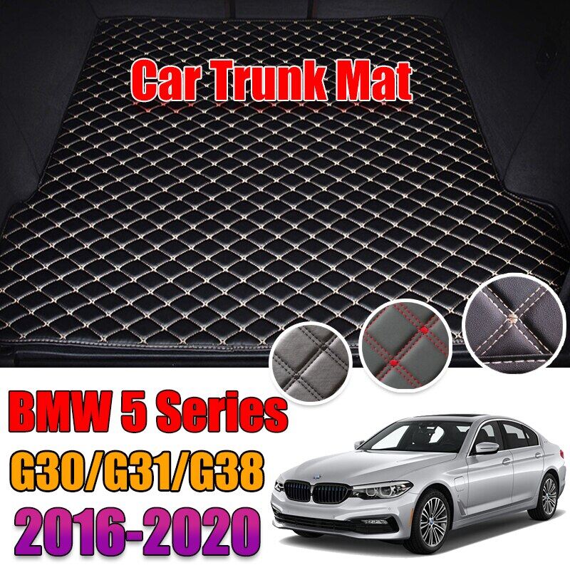 Leather car trunk mat for bmw 5 series 2016-2020 trunk boot mat 5 srieis 520i liner pad bmw g30 g31 g38 carpet tail cargo liner