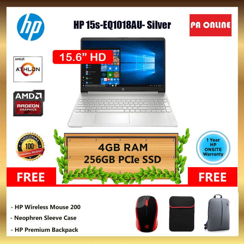 HP 15S-EQ1018AU - AMD Athlon-3050U /4GB-12GB RAM /256GB SSD /15.6 HD LED /AMD Radeon Graphic /Win 10 /1 Year Malaysia