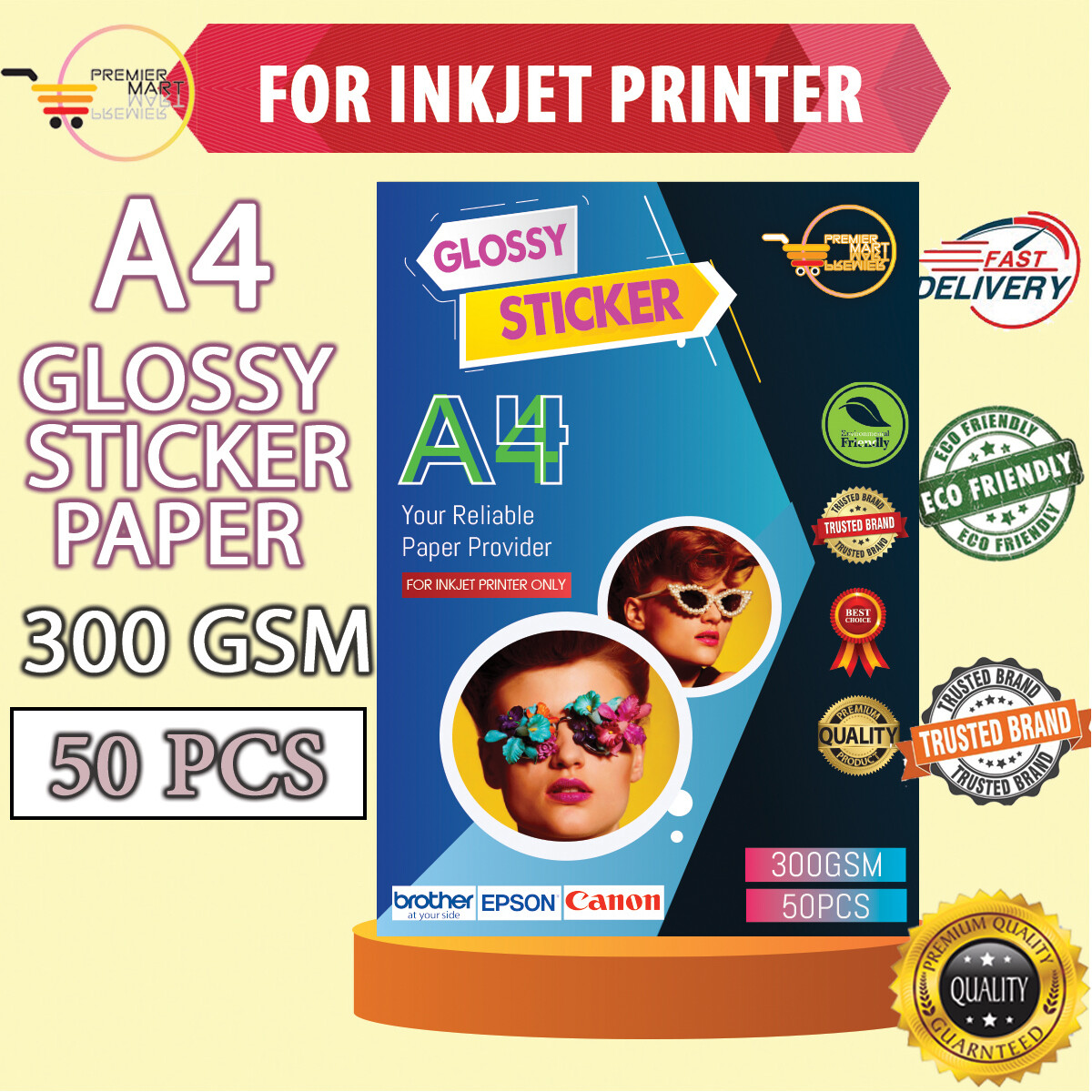 A4 GLOSSY STICKER 300GSM (50PCS/PKT) | Lazada