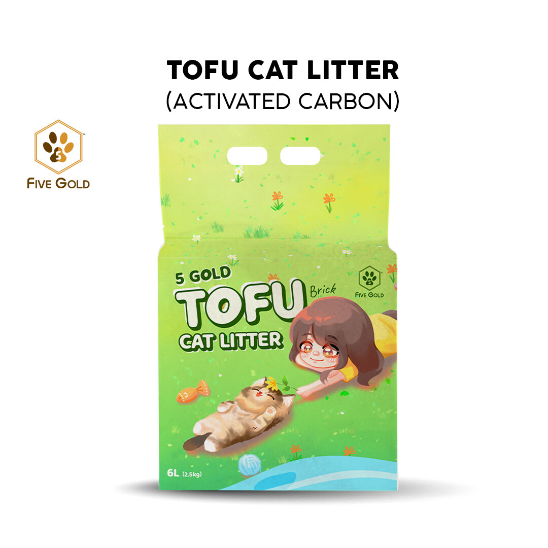 5Gold Tofu Cat Litter (Stripe Type) Active Carbon & Wild Bluebell