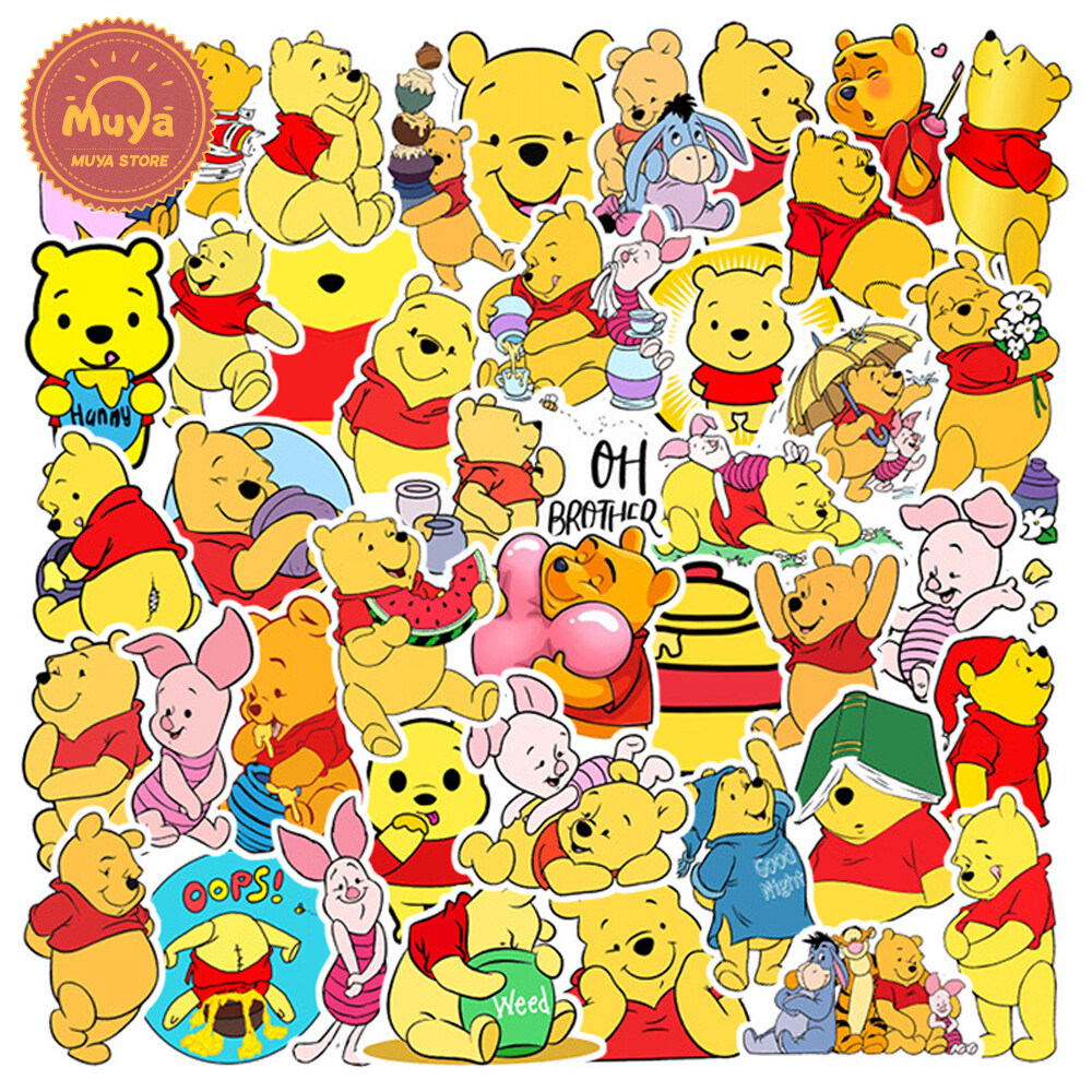 MUYA 50pcs Pooh Bear Stickers Cartoon Stickers Waterproof Graffiti ...