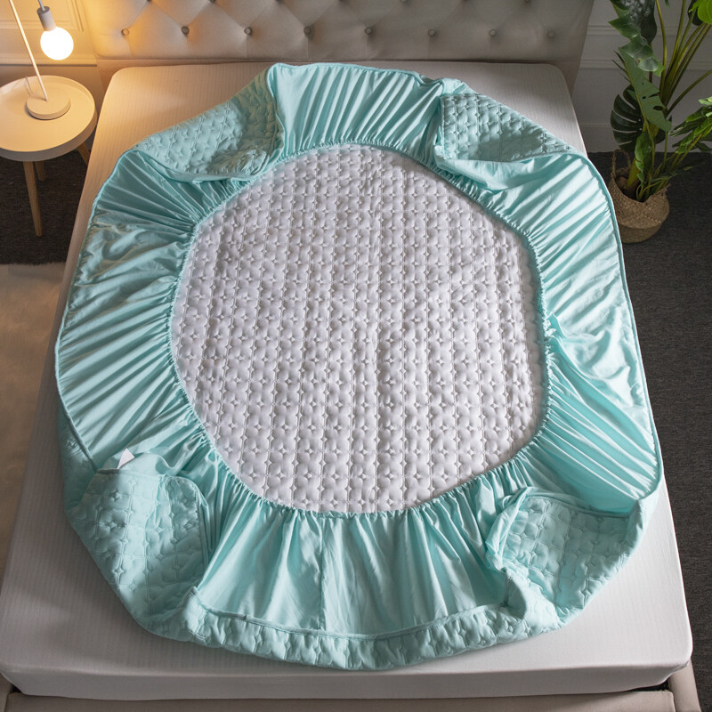 (Special Size)Solid Color Quilted Breathable Fiteed Bed Sheet Mattress Protector Cover Four Seasons Bedspread