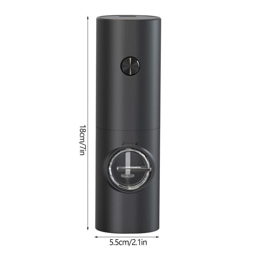 Electric Pepper Grinder, Battery Operated Salt Grinder, Automatic Pepper Mill, One-hand Button Control, Adjustable Coarseness, Black Peppercorn Grinder Refillable, Battery Not Included