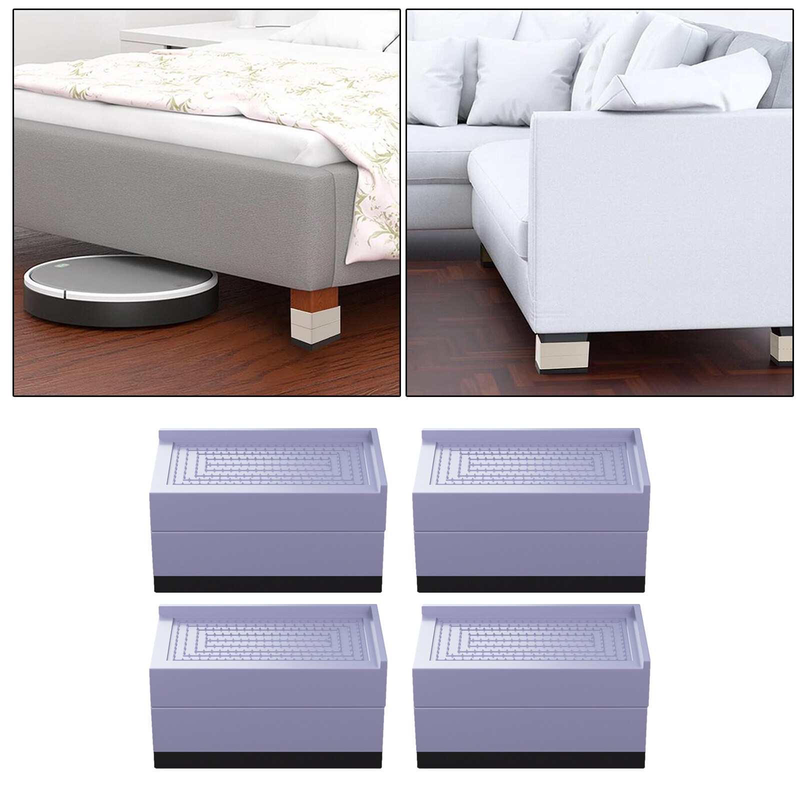 Ulight Bed Risers Heavy Duty Furniture Raiser Lifter Leg Bed Elevators for Bed, Sofa, Chair