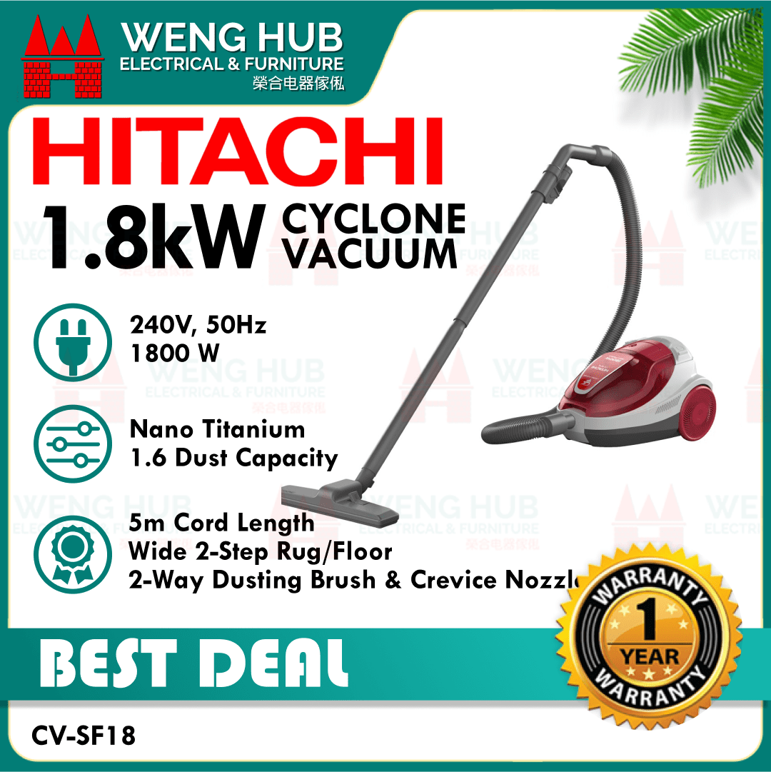 Hitachi Bagless Vacuum Cleaner 1800W CVSF18 Lazada