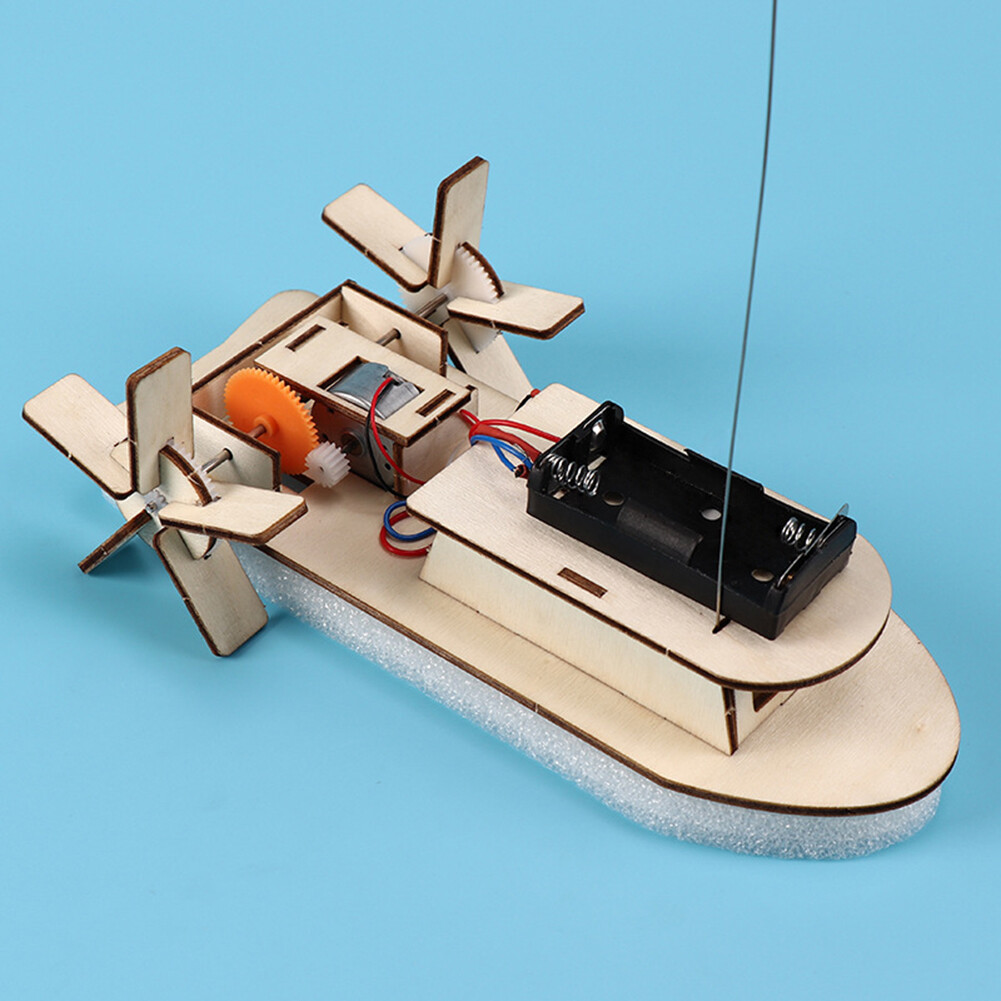 DIY Paddle Wheel Ship Model Kids Students Remote Control Assembling Toys