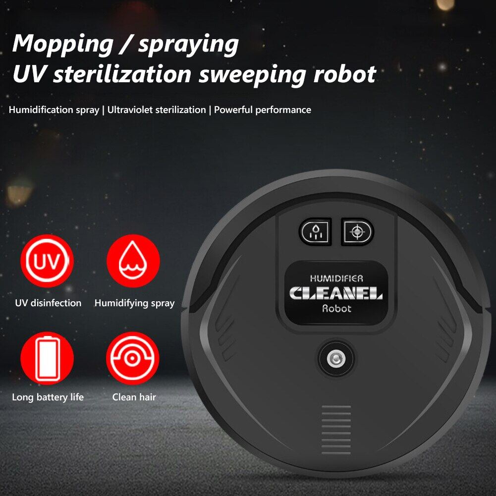 Cordless Cleaning Robot Sweeper Smart Rechargeable Auto Sweeping Robot UV Disinfection Diffuser Strong Suction USB Charging