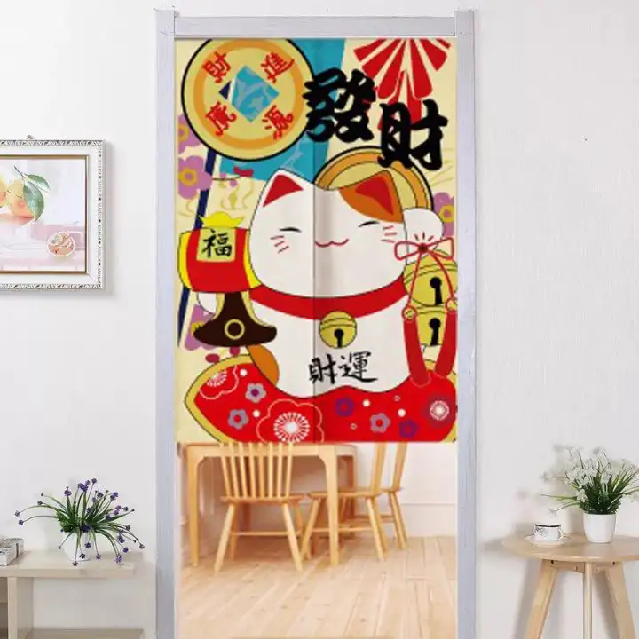 Japanese Style Cat Long Door Curtains Bedroom Room Dividers