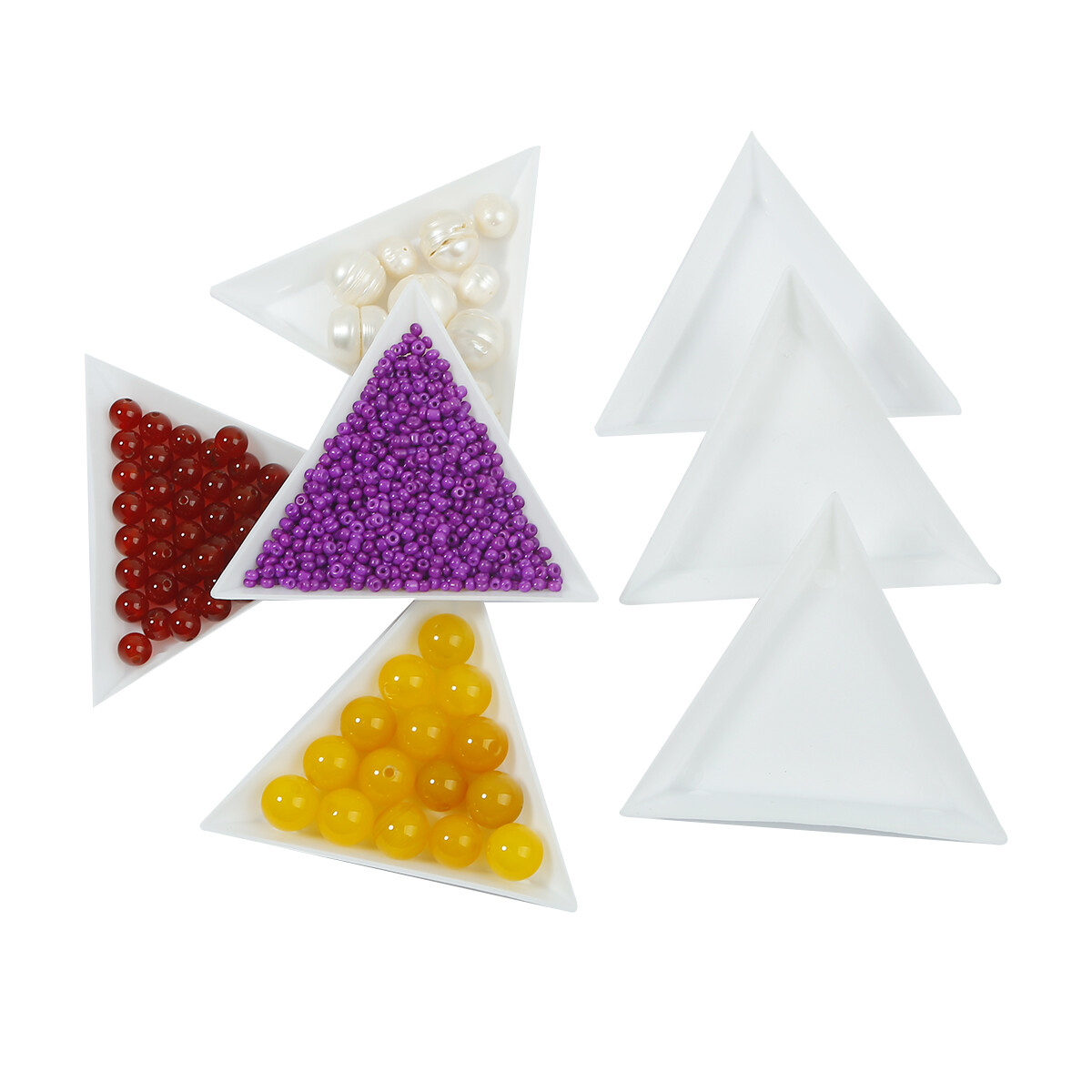 10Pcs Plastic Triangle Plate For Beads Organizer Storage Box Jewelry Display Tray White Containers Packaging Sorting Tools Jewelry Making Accessories