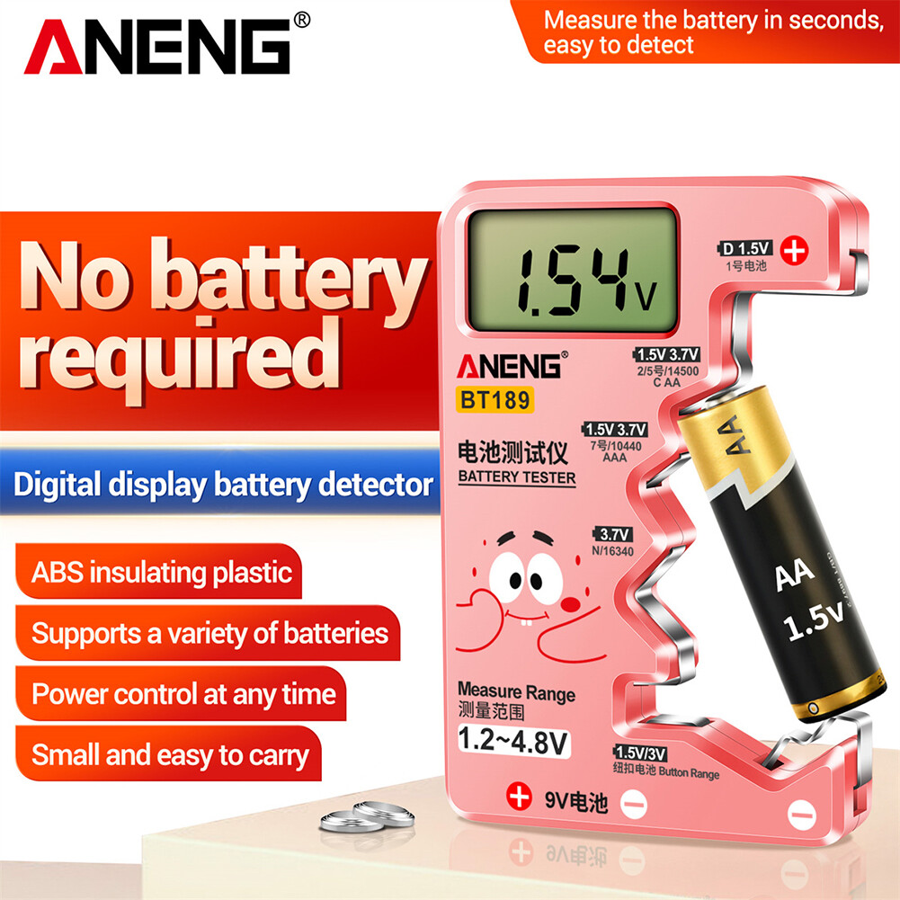 [Moscow Six] 🔥BT189Kiểm Tra Năng Lượng Pin Máy Đo Điện Áp Pin Màn Hình LCD Máy Kiểm Tra Máy Thử Pin Volt Cầm Tay Máy Dò Pin Nhỏ