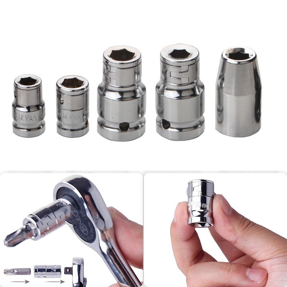 【UniRax】 Ratchet Socket Adapter Universal Socket Hex Bit Holder Converter 1/4" 3/8" 1/2" ISO/ANSI Standard Chrome Vanadium Steel Bushing Convert The Socket Into A Screwdriver Bit