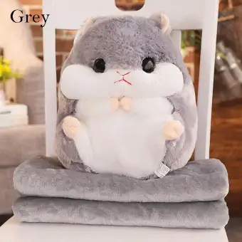 3 In 1 Squirrel Plush Throw Pillow With Blanket Soft Hand Warm
