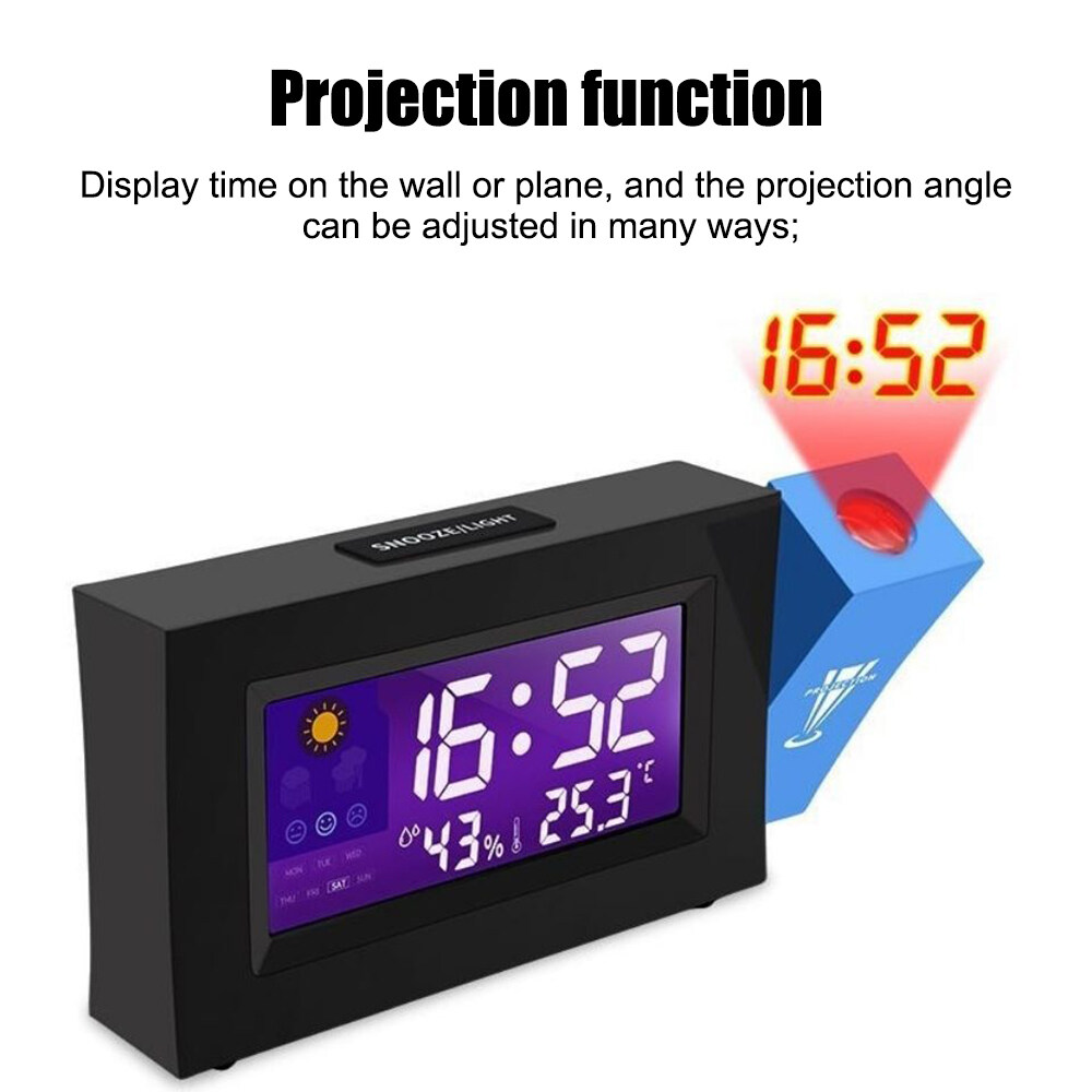 【In Stock】ZIR Projection Alarm Clock Digital Clock Projector on Ceiling with Temperature Display Dual Alarms Weather Forecast
