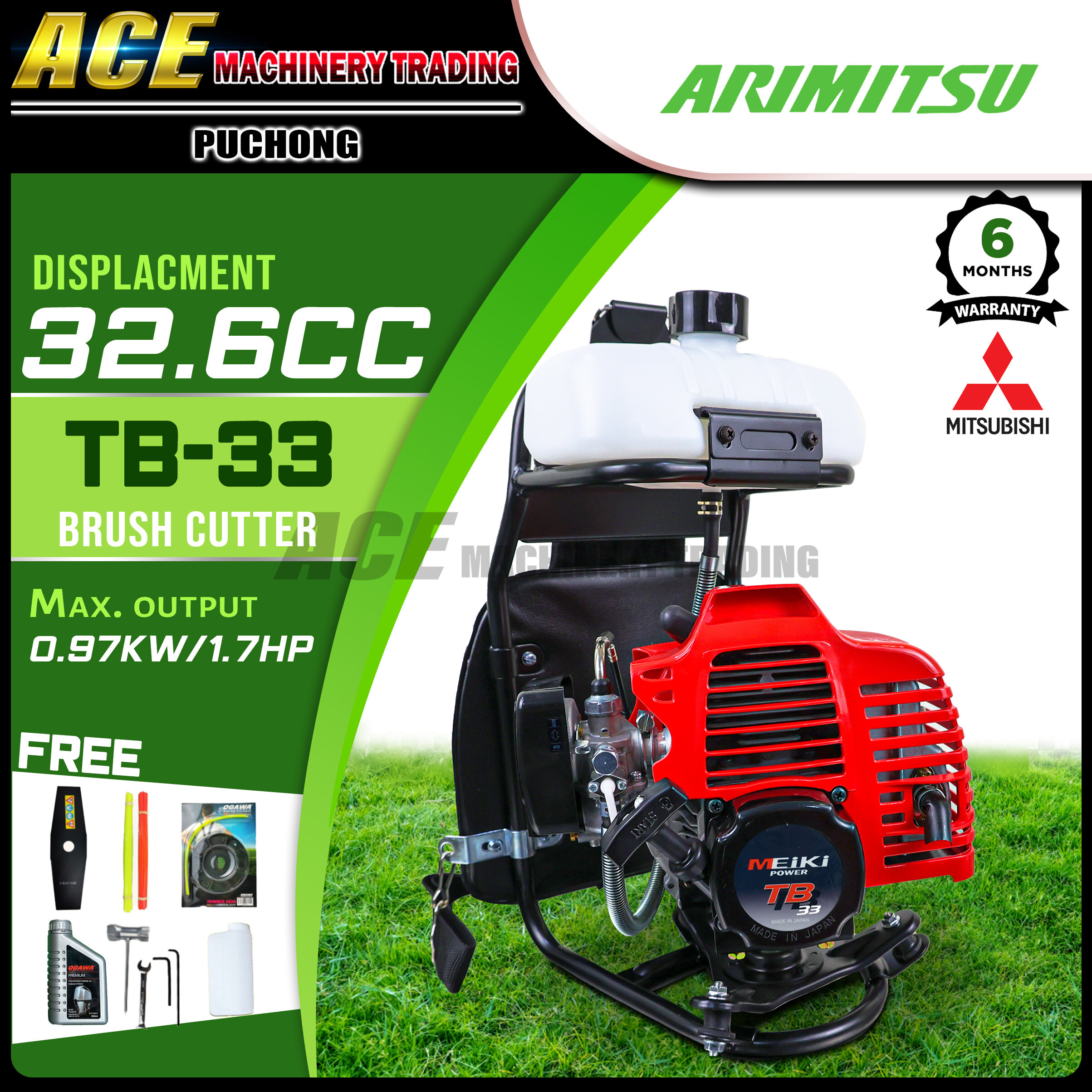 ARIMITSU Mitsubishi TB33 Brush Cutter (Made In Japan) TB33 Mesin