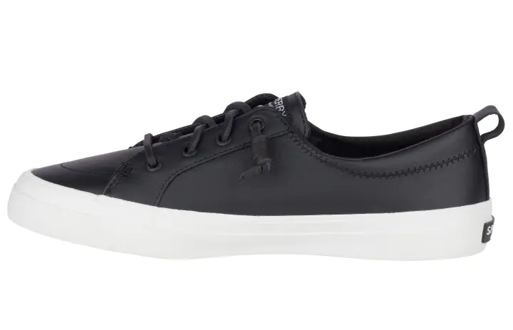 black leather sperrys women's