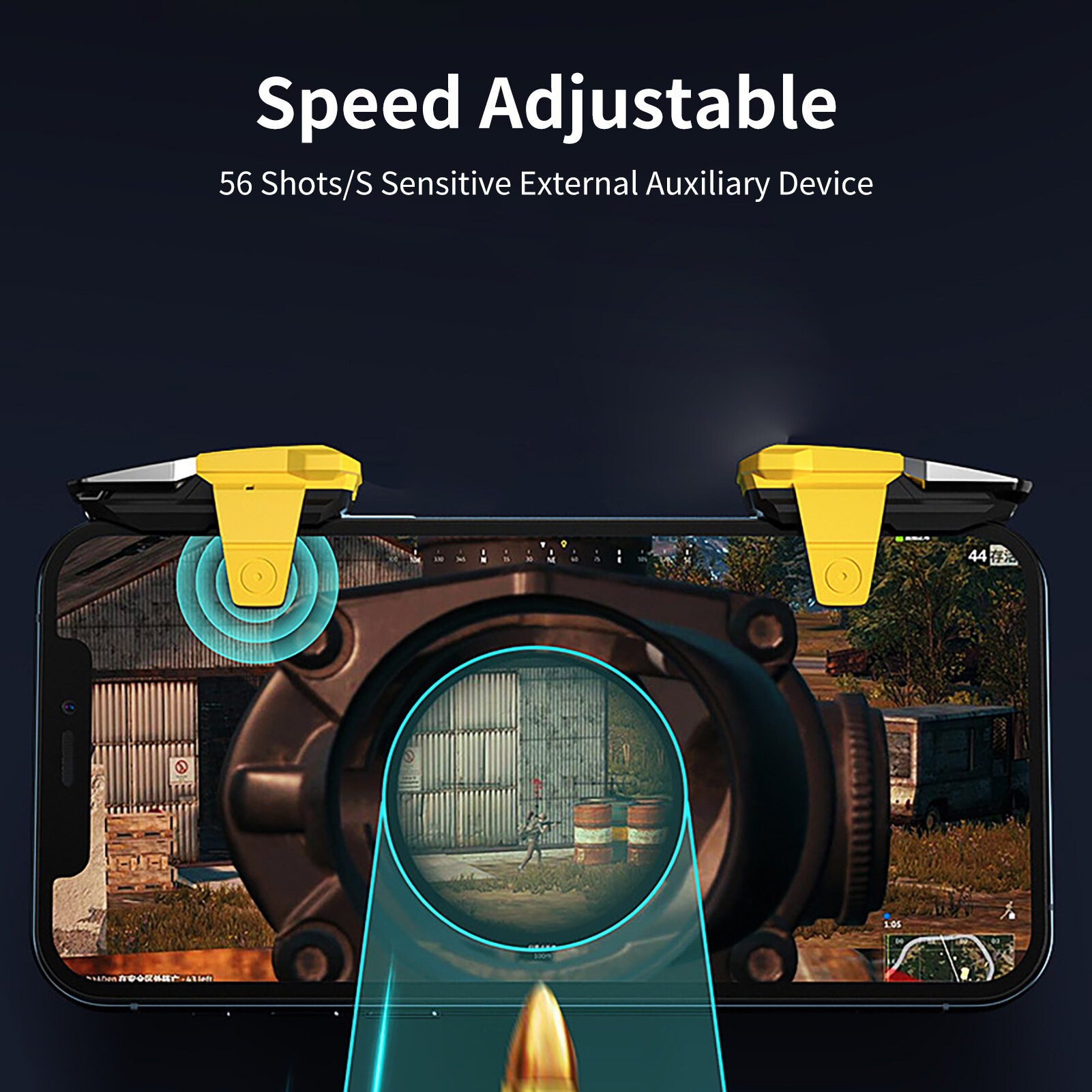 JS27 Game Gamepad Speed Adjustable 56 Shots/S Sensitive External Auxiliary Device Phone Game Controller for Android