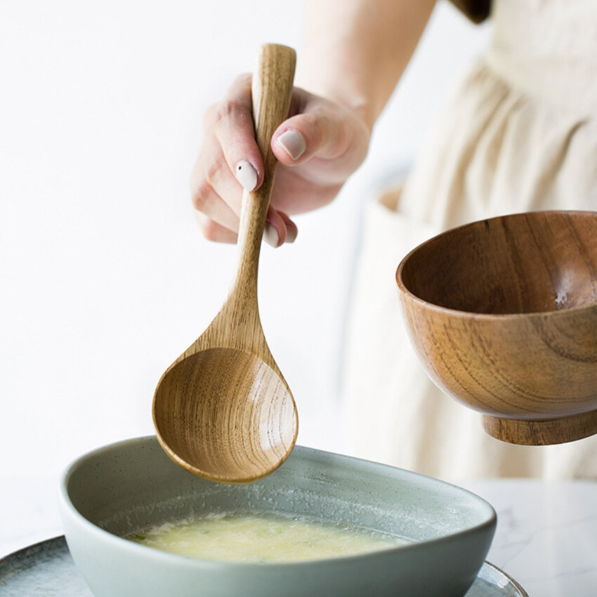 Wooden Spoon - 20CMLong Handle Cooking Spoon With a Scoop. Nonstick Big Spoon for Stirring, Mixing Cajun Crawfish Boil, and Wall Décor. Super Strong & Sturdy Giant Hardwood Spoon