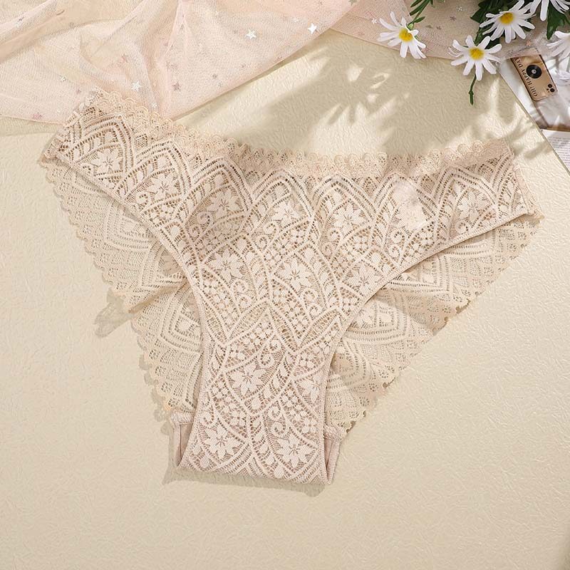 AllOfMe New Sexy Lace Panties Back High Slit Diamond Buckle Briefs Breathable and Comfortable Women's Mid Waist Underwear