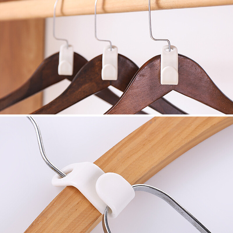 Houseeker 6pcs Wardrobe Space-saving Hanger Hook Coat Hook Plastic Closet Stack Hanger Rack Bedroom Storage Wardrobe Organizer