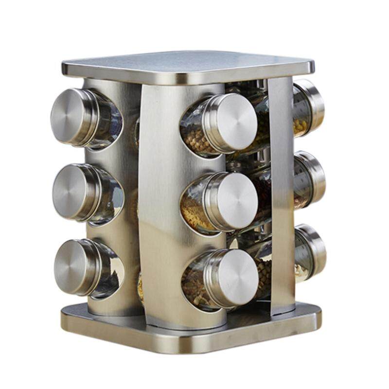 Rotary Seasoning Jar Seasoning Box Stainless Steel Salt Pot Glass Seasoning Jar Kitchen Supplies Seasoning Box Seasoning Jar By Ertic