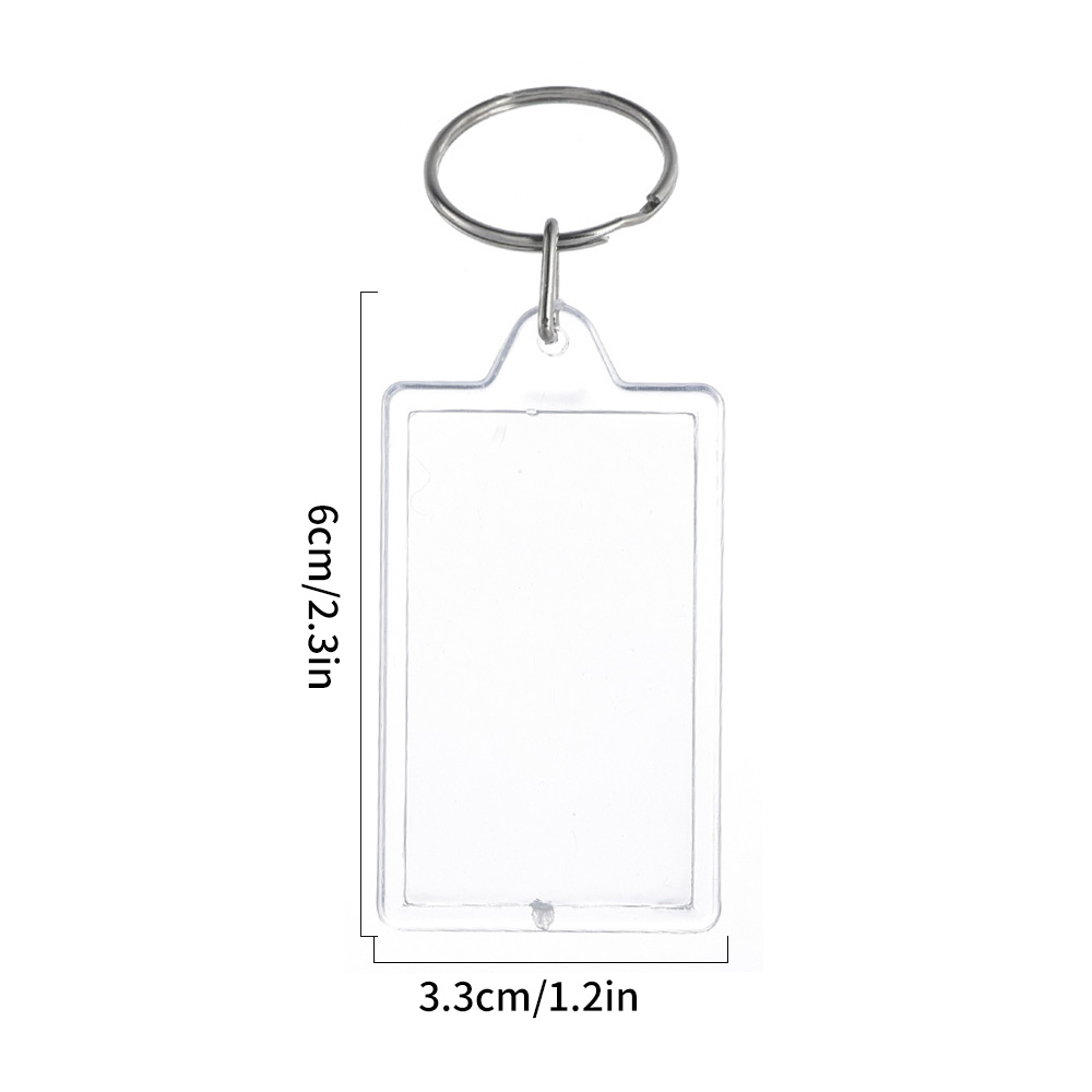 Thời trang Khung ảnh sáng tạo Keychain Acrylic hình chữ nhật chèn hình ảnh khung Keyring Móc treo chìa khóa DIY chia Mặt dây chuyền Nhẫn quà tặng