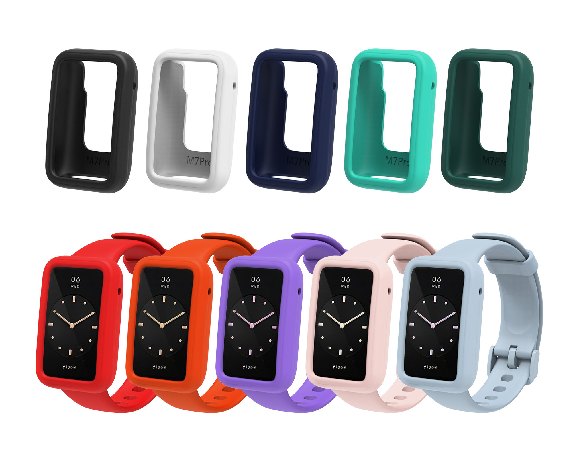 Silicone strap with case for xiaomi miband 7 pro soft replacement band protective shell for Smart band 7 pro