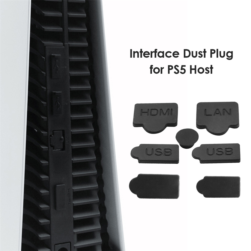 Bộ Nút Chống Bụi silicon 7 chiếc cho PlayStation 5 vỏ bọc chống bụi chống nắp chống bụi Giao diện tương thích USB HDMI cho bảng điều khiển trò chơi ps5