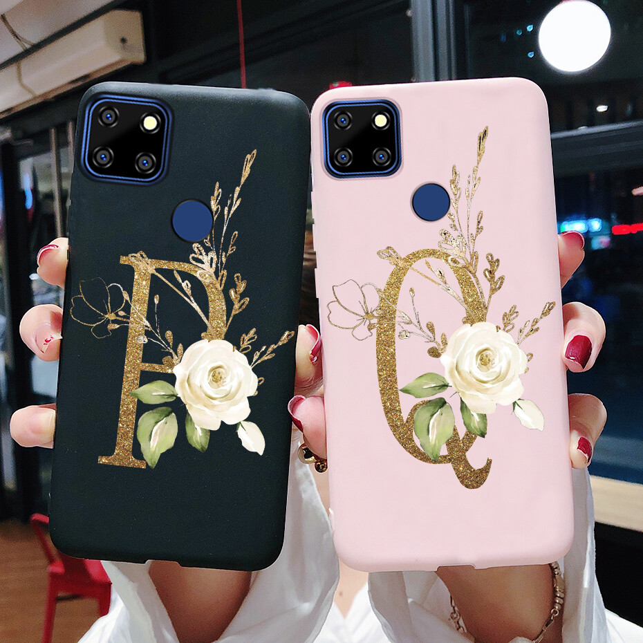 Cho Realme Ốp C12 C15, Ốp Lưng Silicon Mềm Mờ Chữ Cái Ốp Lưng Điện Thoại Ốp Cho Oppo Realme C15 C12
