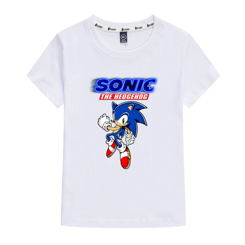 Sonic the hedgehog Boys Girls Short Sleeve T-shirt Combed Cotton Fashion Cartoon 5031 Kids Clothing Summer Casual Sport Loose Tops