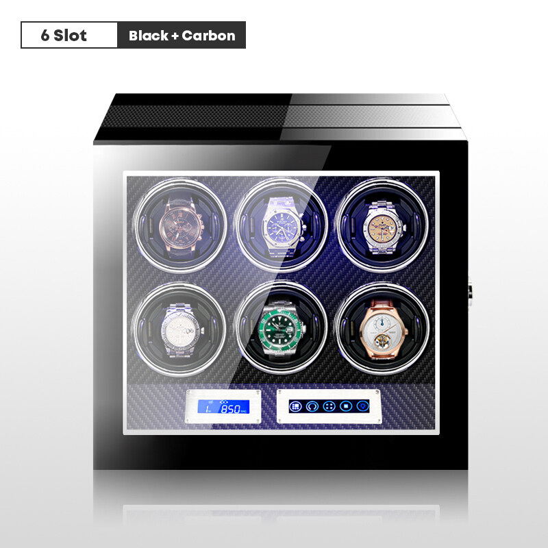 High Quality Premium Luxury Auto Watch Winder Automatic Rotate Watch Box 6 Slot PU Carbon Leather Watch Collector LED Malaysia