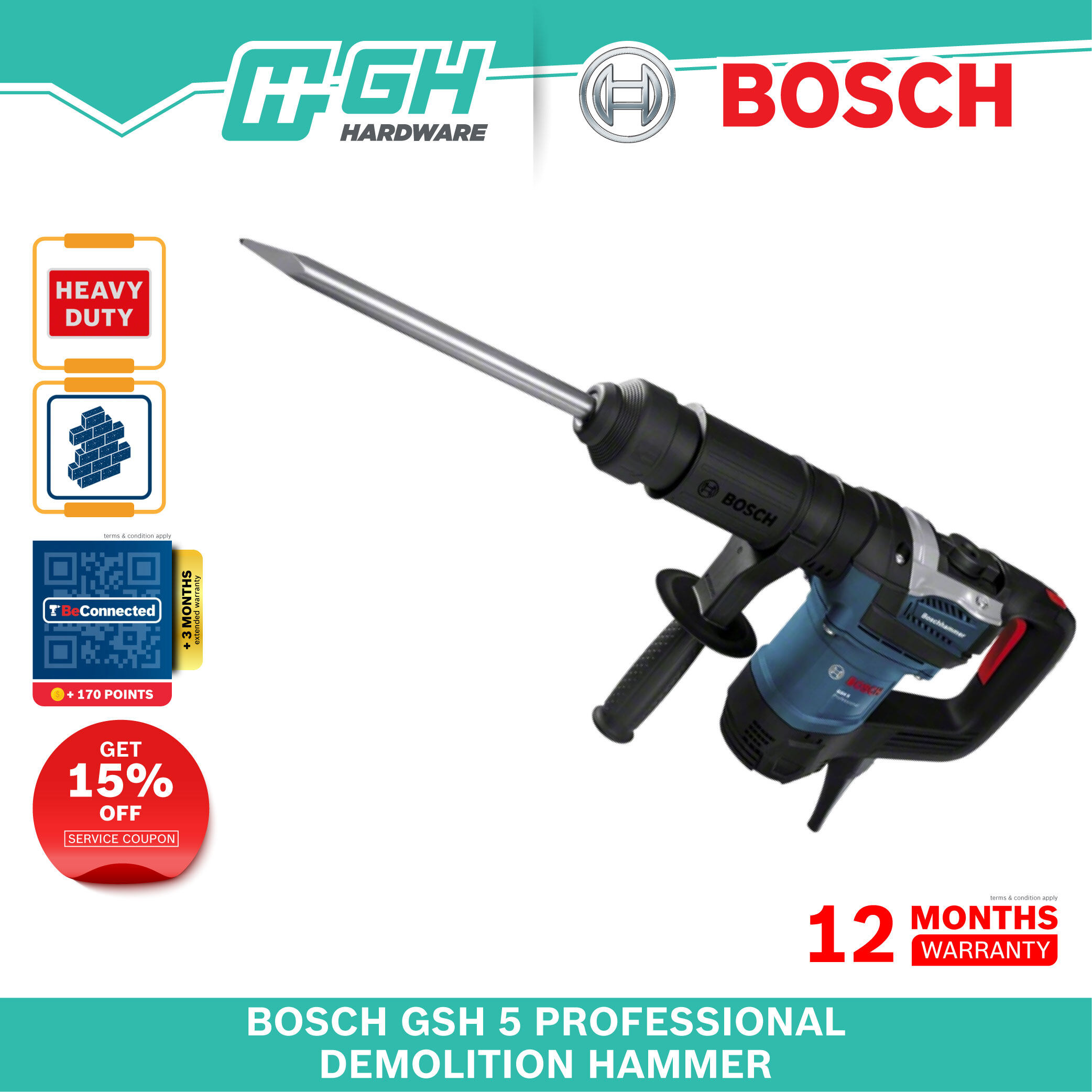 [ GH HARDWARE ] BOSCH GSH 5 Professional Demolition Hammer Lazada