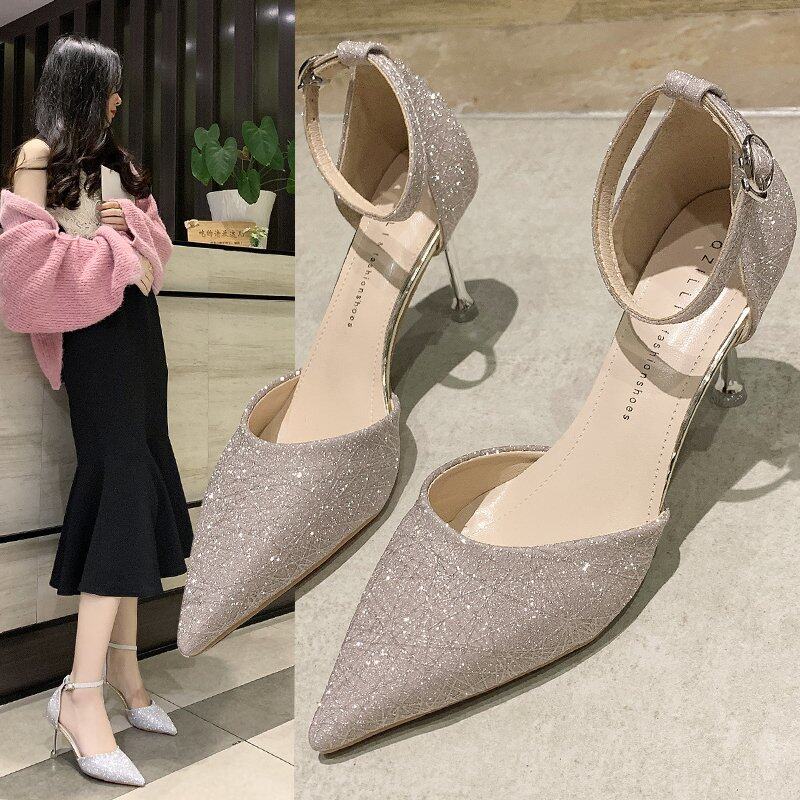 silver high heels for wedding