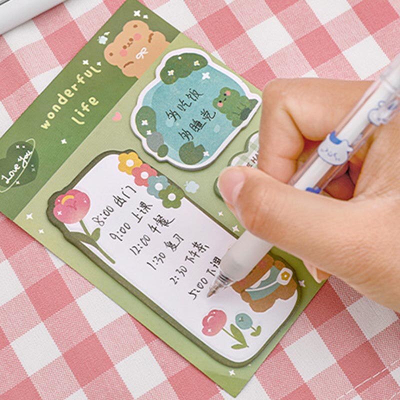 3 IN 1 Cute Animal Shape Creative Sticky Notes Creative Sticky Notes Set Student Memo Notes Cute Hand Account Note Paper