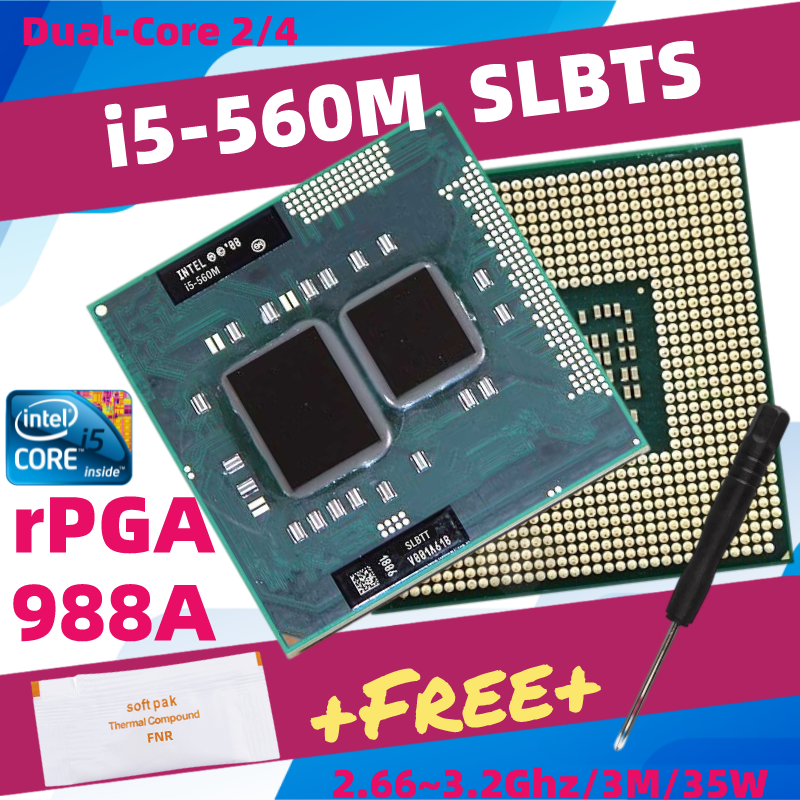 Core i5 560m slbts dual-core laptop cpu socket g1 pga988 hm55 hm57 qm57 processor