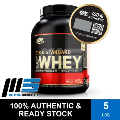 Optimum Nutrition Gold Standard Whey 5lbs - Whey Protein Powder Muscle Building Lean Muscle Susu Gym
