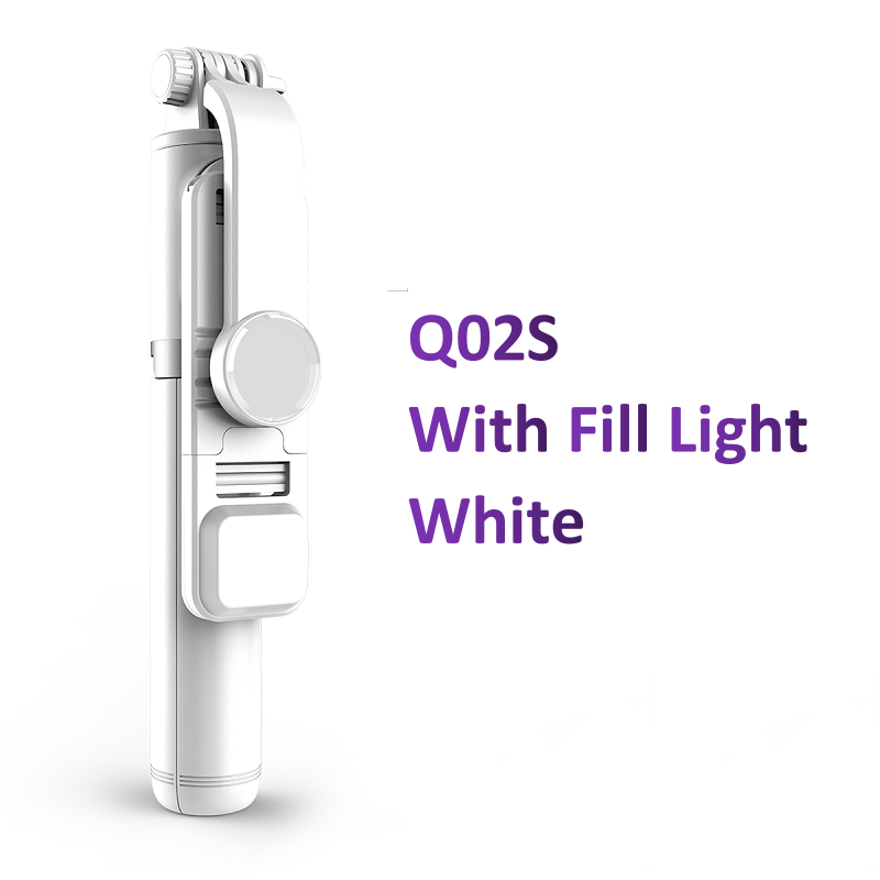 🔥 Q02s Wireless Bluetooth Tripod Mobile Phone Stabilizer Selfie Stick shutter for IOS Android Smartphones Vlog Record Mini Portable with LED fill light