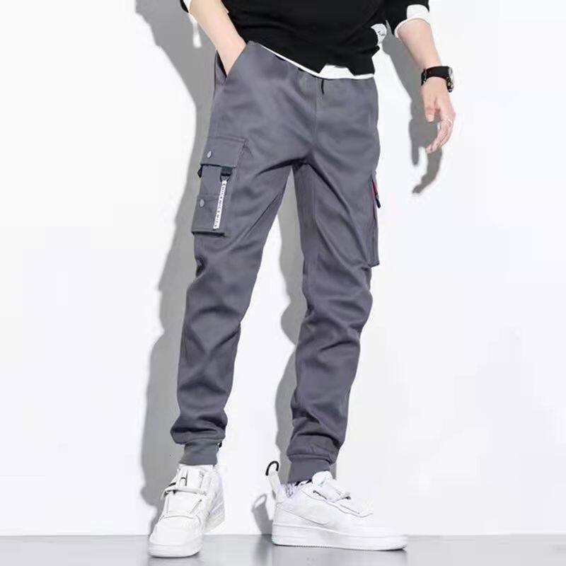 Men's Pants Spring Summer Thin Casual Men's Nine Points Pants Elastic High Waist Korean Trendy Overalls
