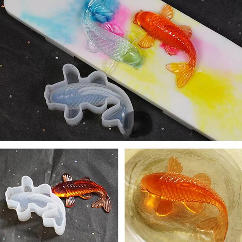 UG Lucky Carp Fish Shapes Silicone Resin Mold Jewelry Fishtail UV Epoxy Resina Mold