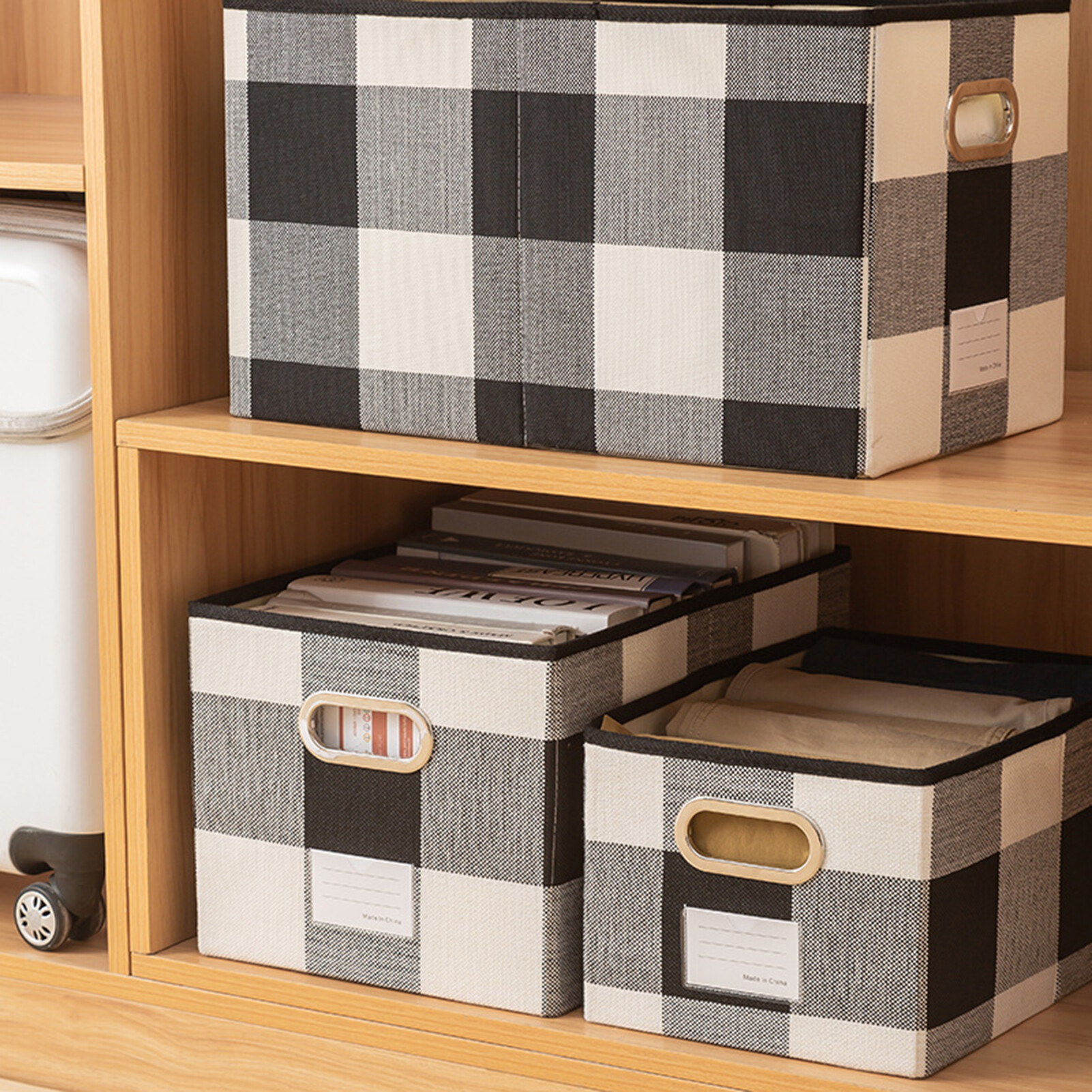 rego001 Clothes Organizer Large Capacity Space-saving Fabric Multi-functional Office Documents Magazines Box Household Supplies Fancy Storage Box