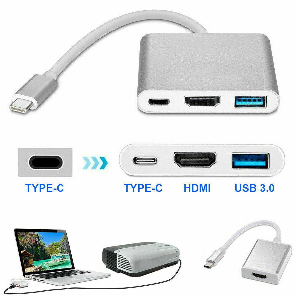 Cáp Chuyển Đổi Type C USB 3.1 Sang USB-C 4K HDMI USB 3.0 Hub 3 Trong 1