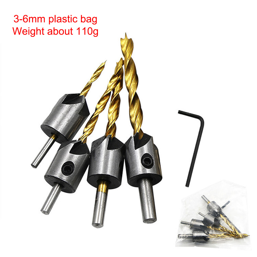 Titanium-plated tri-point woodworking drill reaming drill bit countersink drill set woodworking chamfer