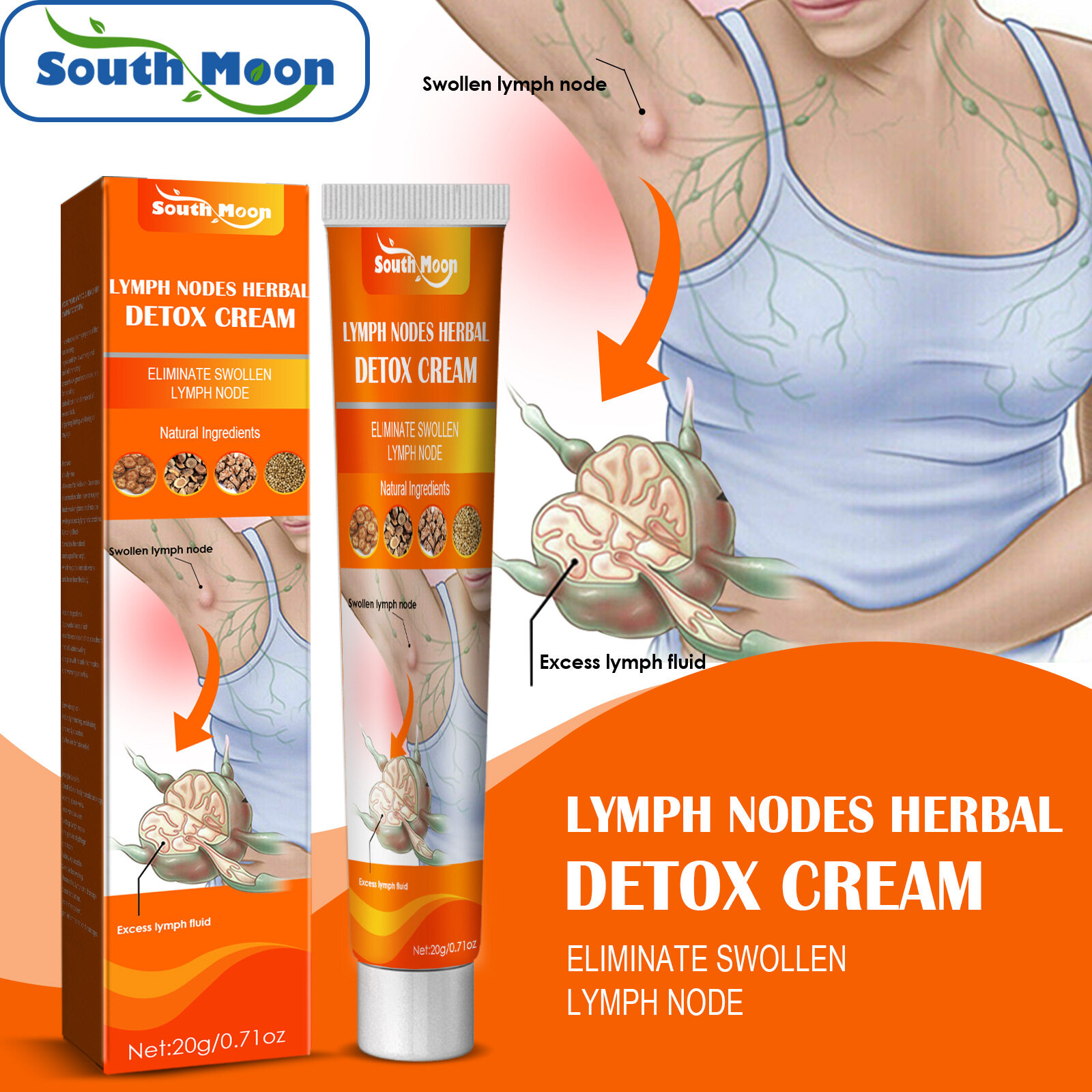 South Moon Lymph Nodes Herbal Detox Cream Breast Armpit AntiSwelling