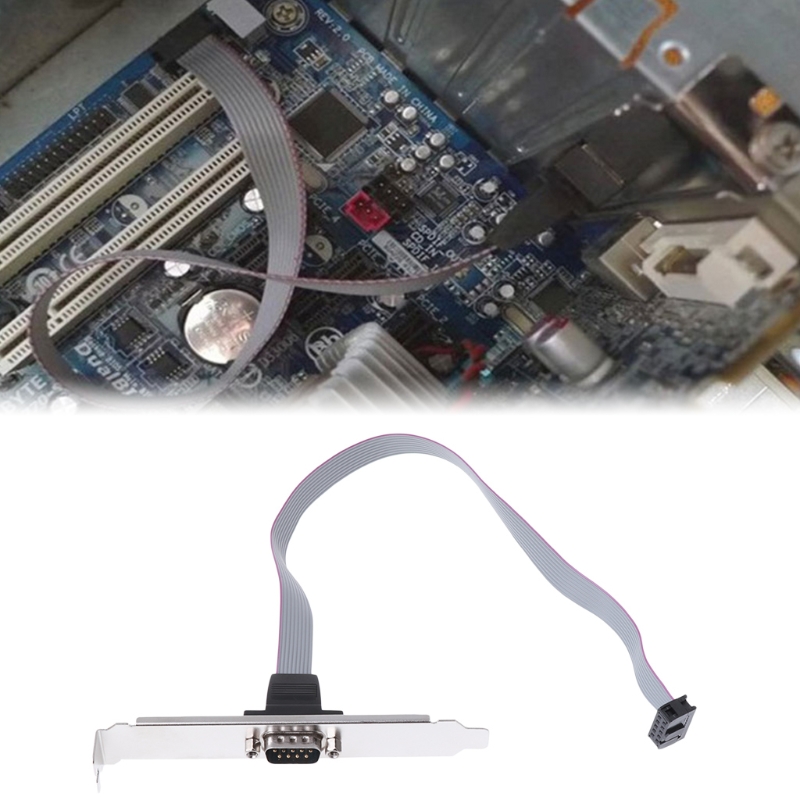 Motherboard COM Port Serial 9Pin DB9 RS232 Ribbon Cable Connector Bracket Computer 9P Baffle Line 11in