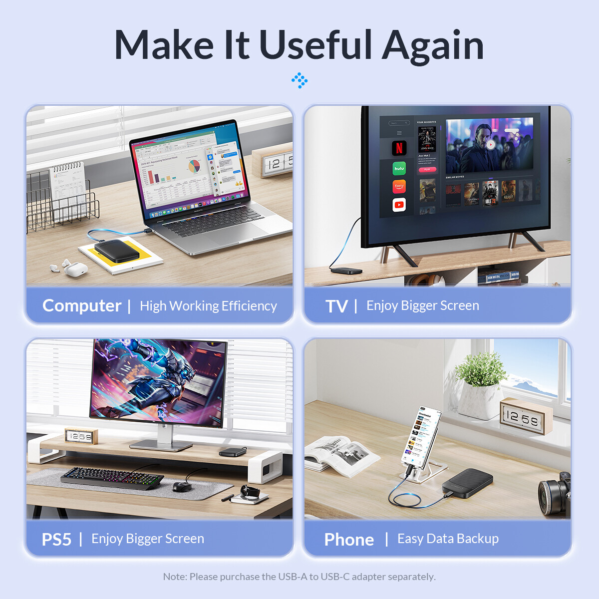 Ốp ORICO HDD, Hộp Đựng Ổ Cứng 2.5 Inch SATA Sang USB 3.0 Ổ Cứng SSD 4TB Miễn Phí 5Gbps Kèm Theo Chế Độ Ngủ Tự Động (2020U3)