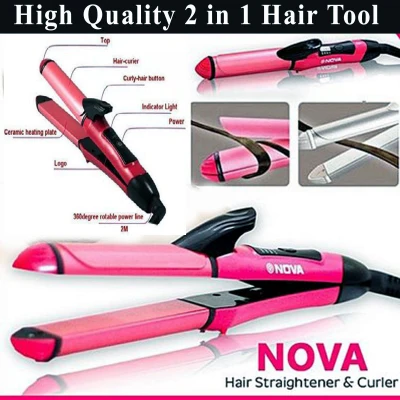 Hair Straightener Hair Curler- Hair Straightener & Curling Professional - Nova NHC-1818SC